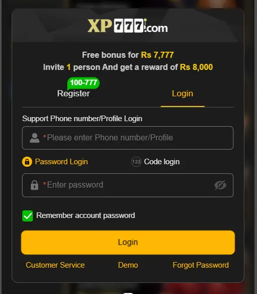 XP777 Game Login